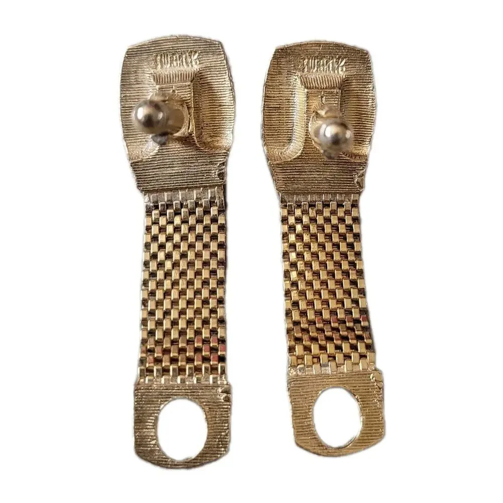Vintage Swank Gold-Tone Mesh Wrap Cufflinks with Pink Cabochon